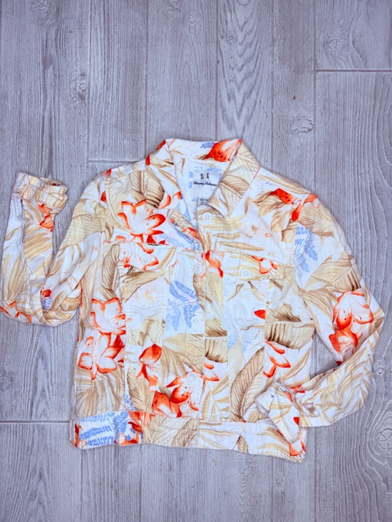 Tommy Bahama Jackets & Blazers - Tommy Bahama pastel floral button front long sleeve jacket shirt size xs
